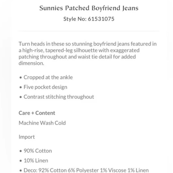 Free People Sunnies Patched Boyfriend Jeans Ivory Size 26 - Picture 12 of 12